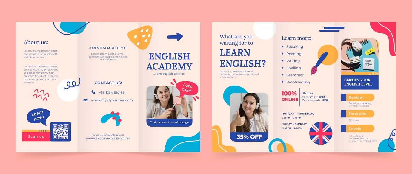 flat design english lessons brochure 23 2151032069