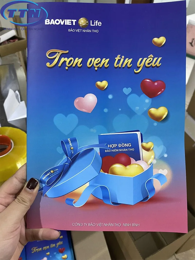 Mẫu thiết kế và in Catalogue Bảo hiểm đẹp chất lượng của In Nhanh TTN.