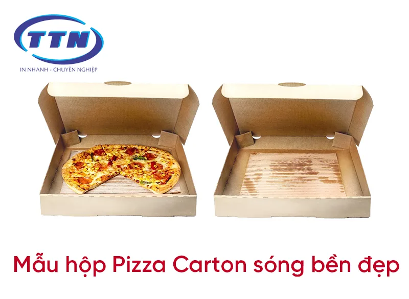 Mẫu hộp Pizza Carton sóng chắc chắn, bền đẹp.