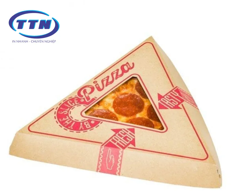 Mẫu hộp Pizza theo miếng ngon miệng, thiết kế thẩm mỹ đẹp.